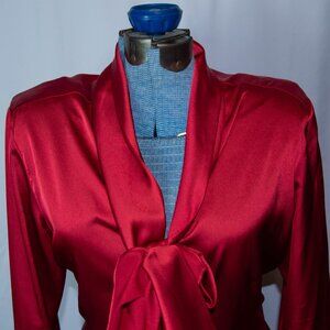 Gorgeous Red Satiny Shirt Kasper Separates Size XL